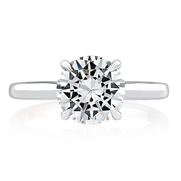 Solitaire Round Center Diamond Engagement Ring Setting with Peek-A-Boo Diamonds