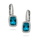 White Gold Diamond and London Blue Topaz Drop Earrings