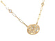 Yellow Gold Flush Scattered Diamond Organic Round Pendant with Paperclip Chain