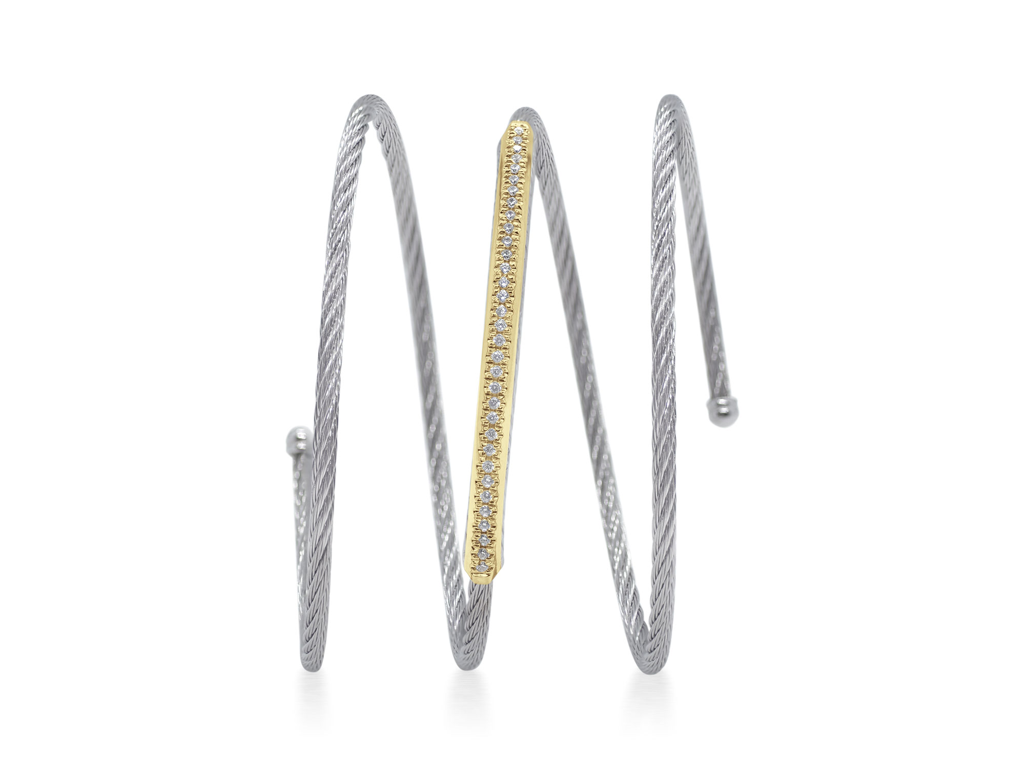 Grey Cable Tri-Wrap Bracelet with Diamonds