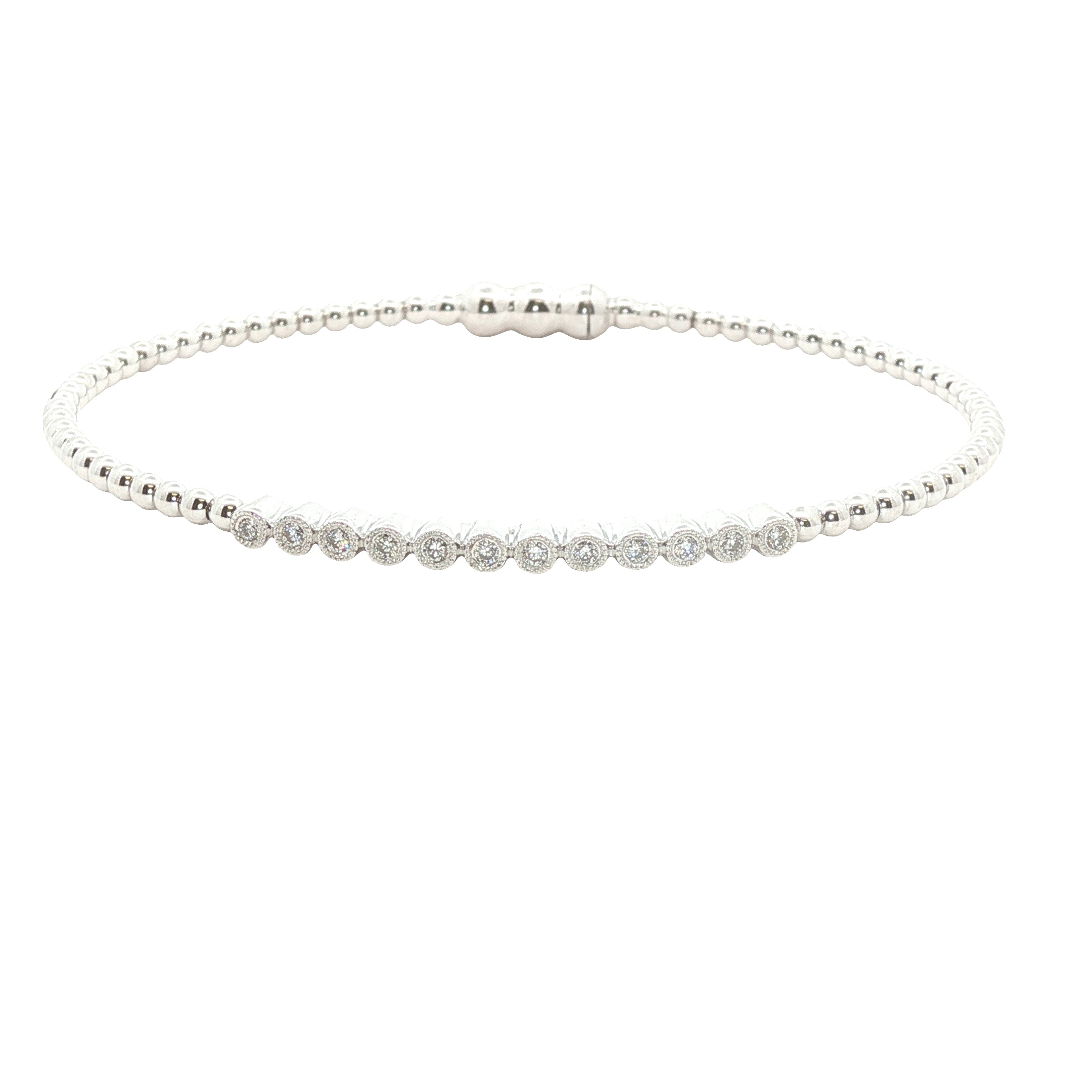 Bujukan White Gold Bead Diamond Bangle