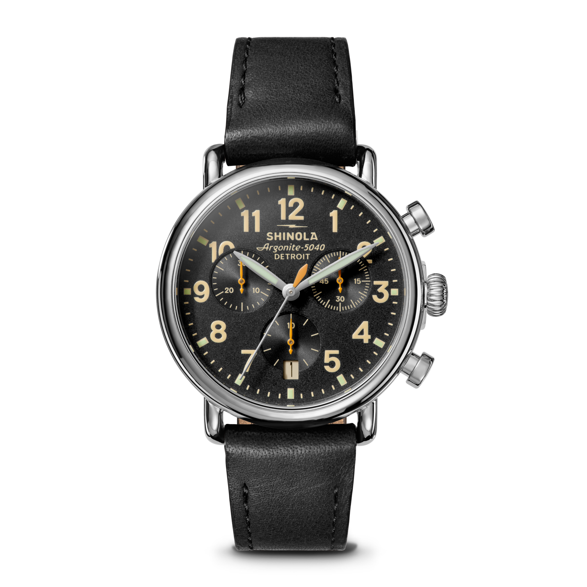 Runwell 3 Eye Chrono 37mm Watch, Black Dial - main