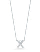 White Gold Diamond Love Letter Initial "X" Necklace