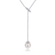 White Gold Diamond and Pearl Lariat Necklace