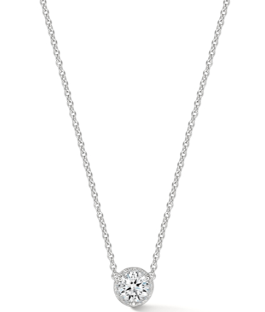 White Gold Timeless Diamond Hidden Halo Pendant Necklace