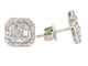 White Gold .58 CTW Baguette Diamond clusters and Cushion Halo Stud Earrings