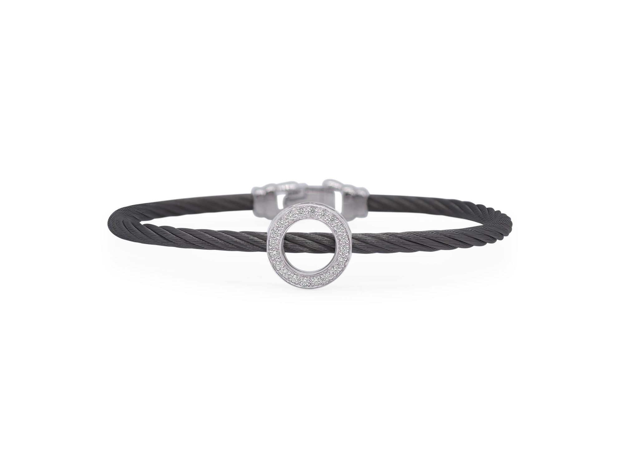 Black Cable Full Circle Bracelet with Diamonds