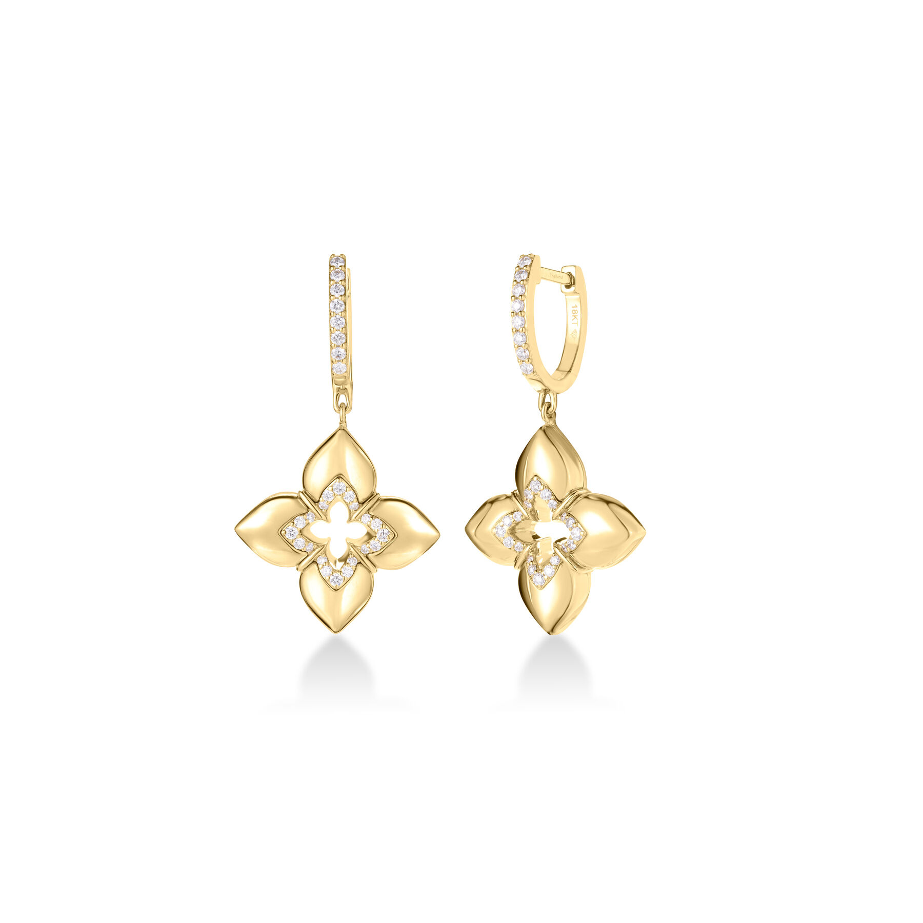 Venetian Princess Cabochon Diamond Flower Dangle Earrings