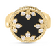 Diamond Black Jade and Mother of Pearl Reversible Venetian Medallion Ring