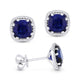 Created Blue Sapphire Cushion Shaped Stud Earrings