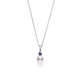 White Gold Akoya Cultured Pearl and Blue Sapphire Pendant Necklace