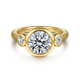 Henley Yellow Gold Round Three Stone Bezel Set Diamond Engagement Ring Setting