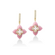Venetian Princess Cabochon Diamond & Pink Opal Flower Earrings