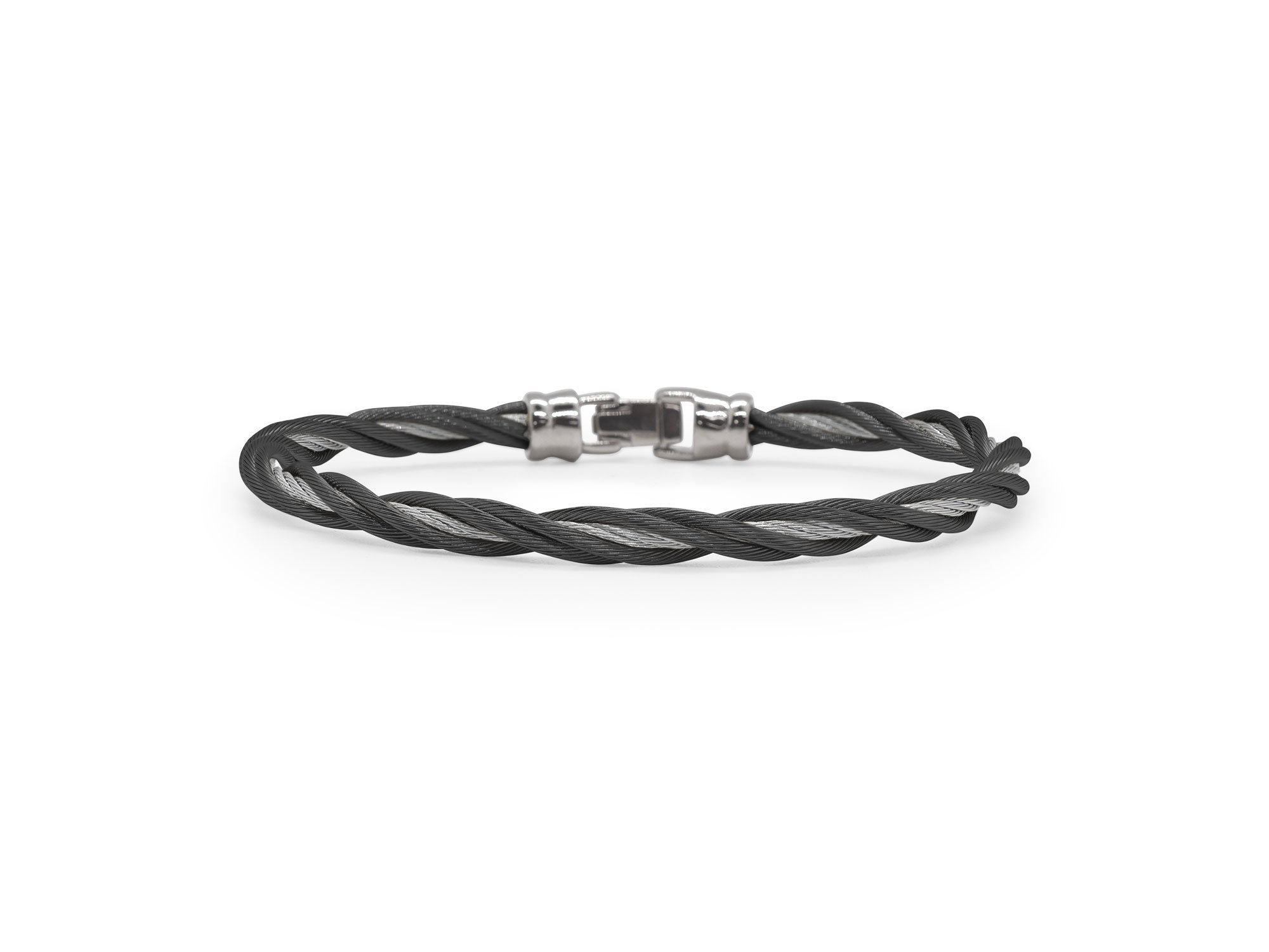 Black & Grey Cable Double Twist Bracelet