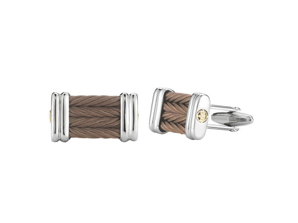Men’s Black Cable Bar Cufflinks with Stainless Steel Ends
