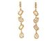 Yellow Gold Pivoting Baguette and Pear Shape Diamond Halo Dangle Earrings