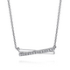 Sterling Silver White Sapphire and White Enamel Criss Cross Bar Necklace