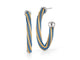 White Gold and Stainless Steel Caribbean Blue and Yellow Twisted Cable Open Hoops