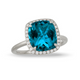 White Gold London Blue Topaz Diamond Halo Ring