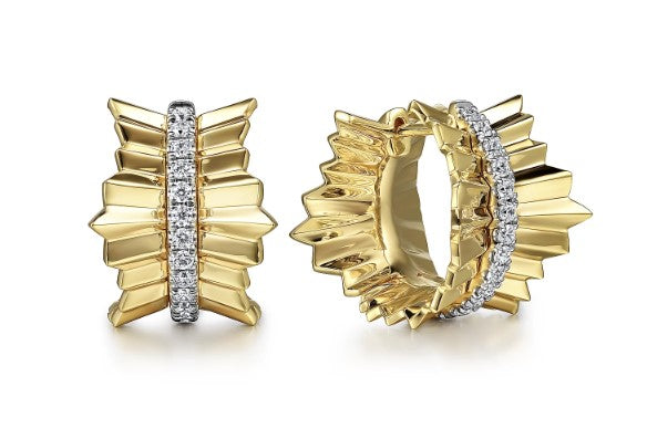 Textured Diamond Hoops