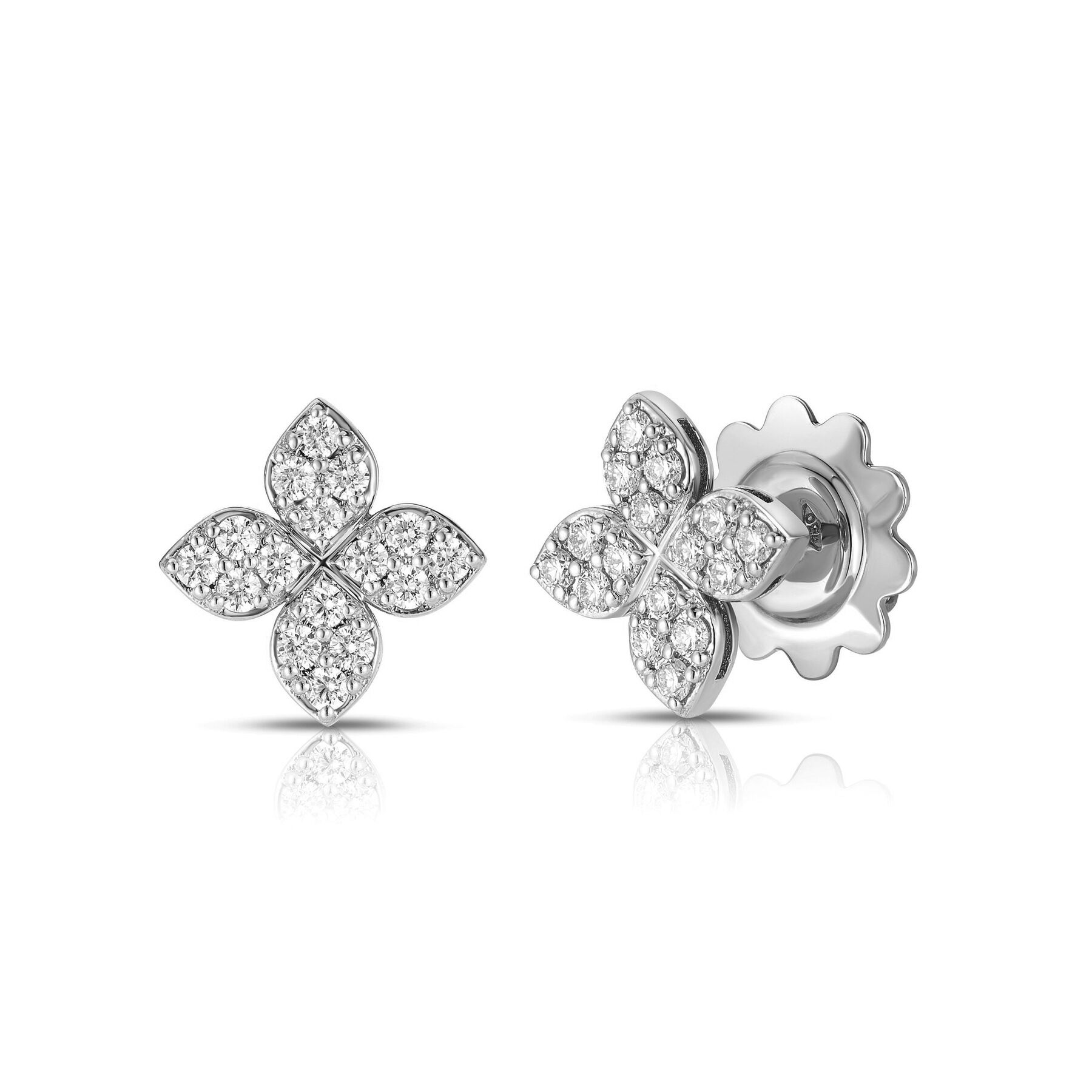 Love In Verona Medium Pave Diamond Flower Stud Earrings