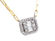 Yellow and White Gold .40 Ctw Diamond Halo Baguette Cluster Necklace with Paperclip Chain