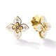 Yellow Gold and White Enamel Love in Verona Diamond Flower Earrings