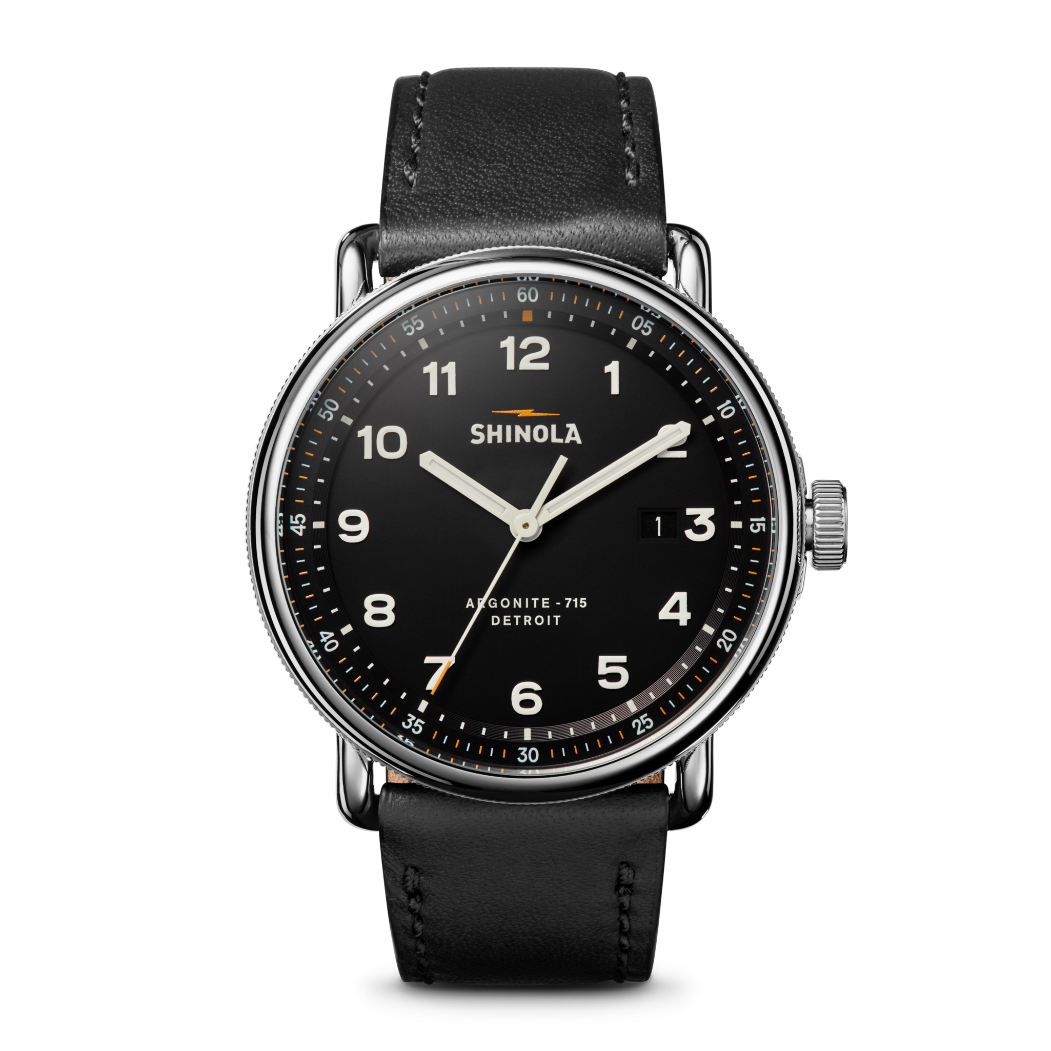 The Canfield Model C56 43mm Watch, Black Leather Strap - main