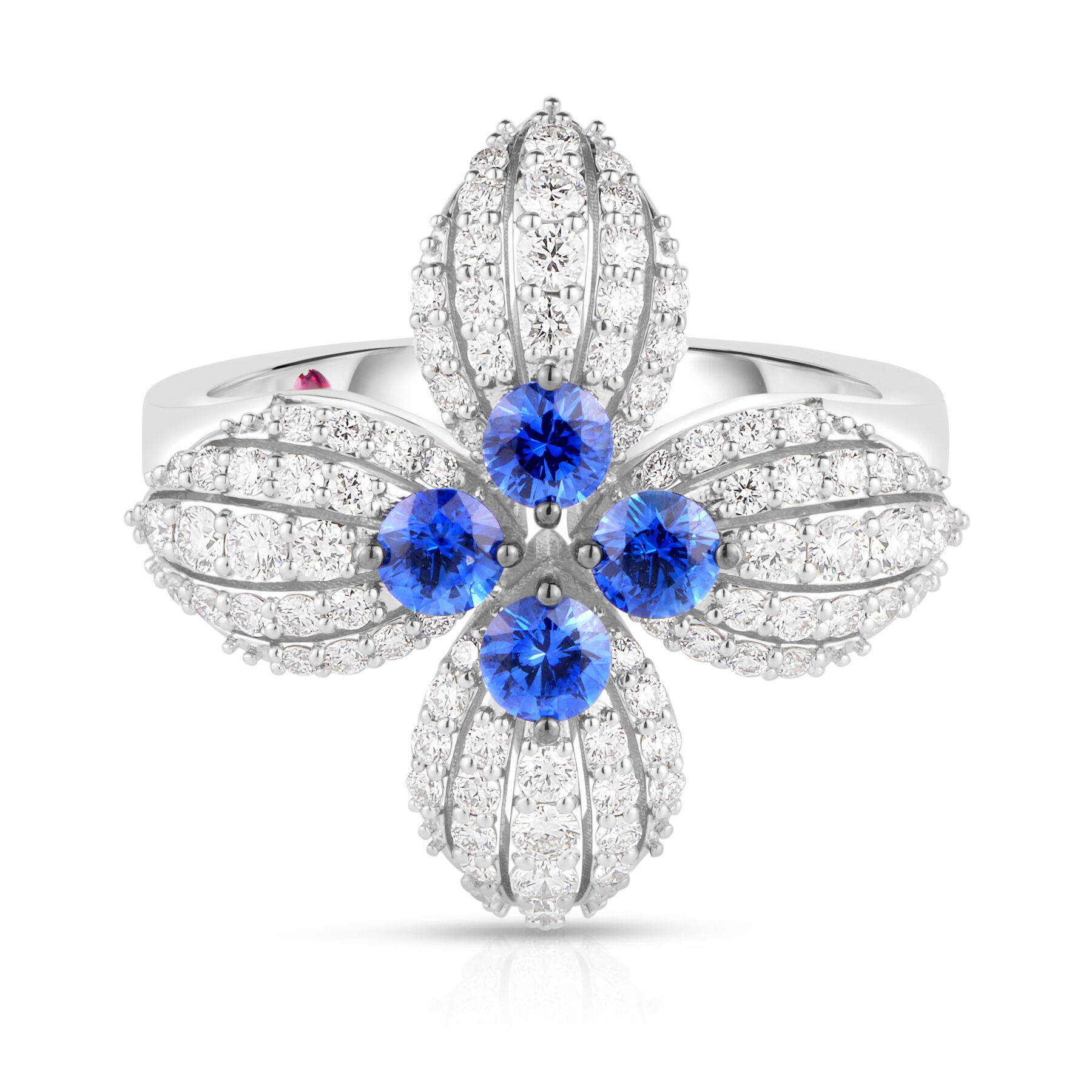 Love In Verona Diamond & Blue Sapphire Flower Ring