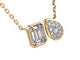 Yellow Gold Pear and Cushion Cluster Toi Et Moi Diamond Necklace