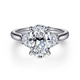 Devon White Gold Oval Three Stone Lotus Diamond Engagement Ring Setting