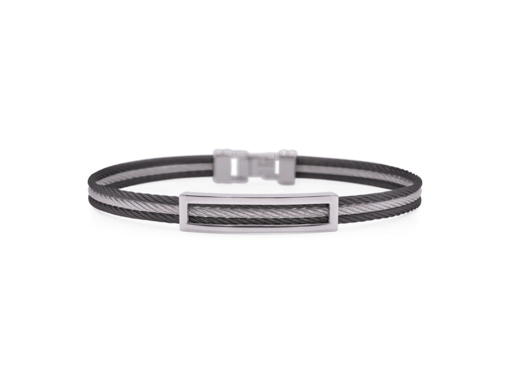 Men’s Black & Grey Cable Open ID Bracelet
