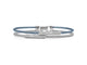 White Gold and Stainless Steel Caribbean Blue and Grey Cable Bracelet with Pave Diamond Stations