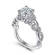 Martedi White Gold Floral Round Diamond Engagement Ring Setting