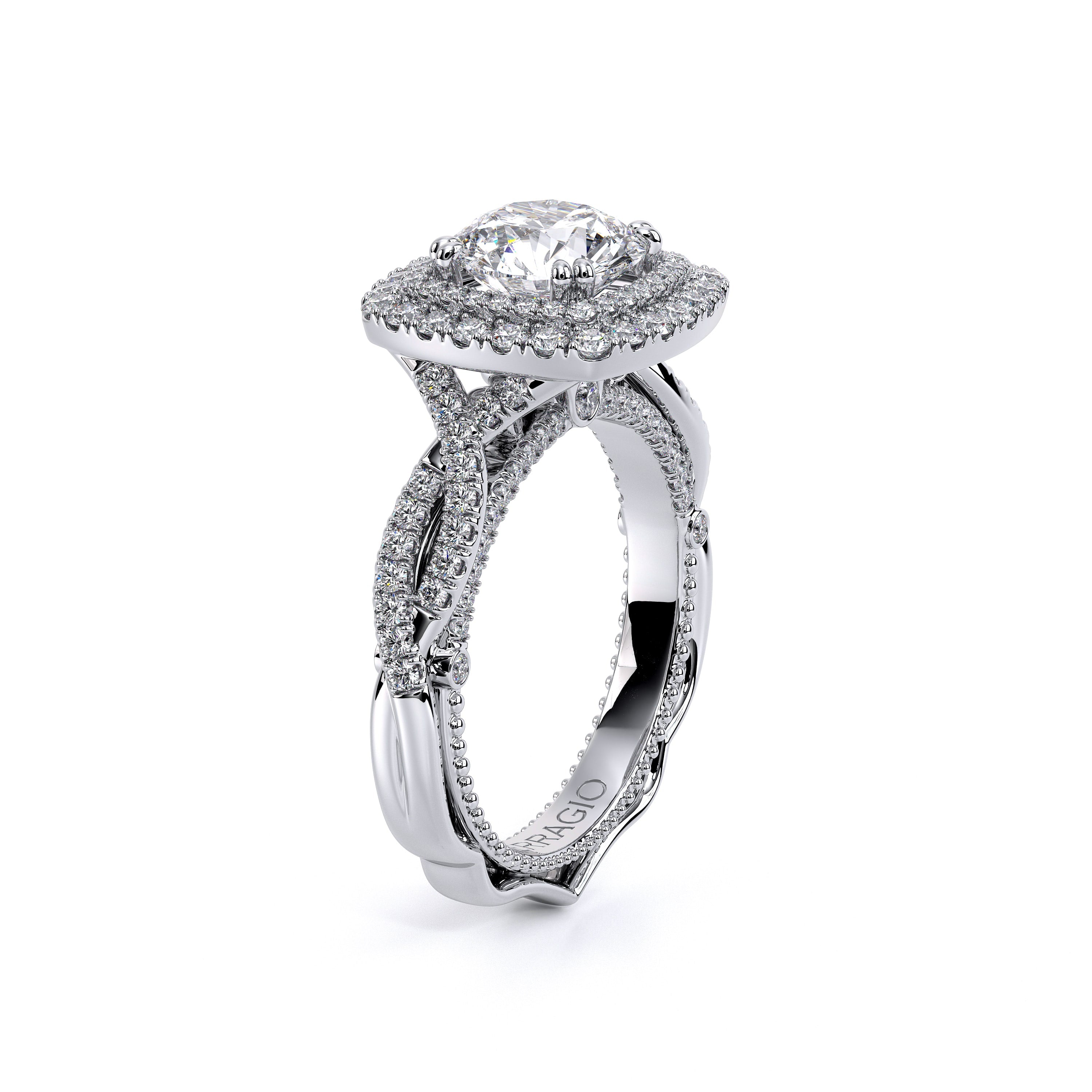 Venetian Double Cushion Halo Engagement Ring Setting