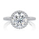 Round Halo Engagement Ring Setting with Diamond Sides