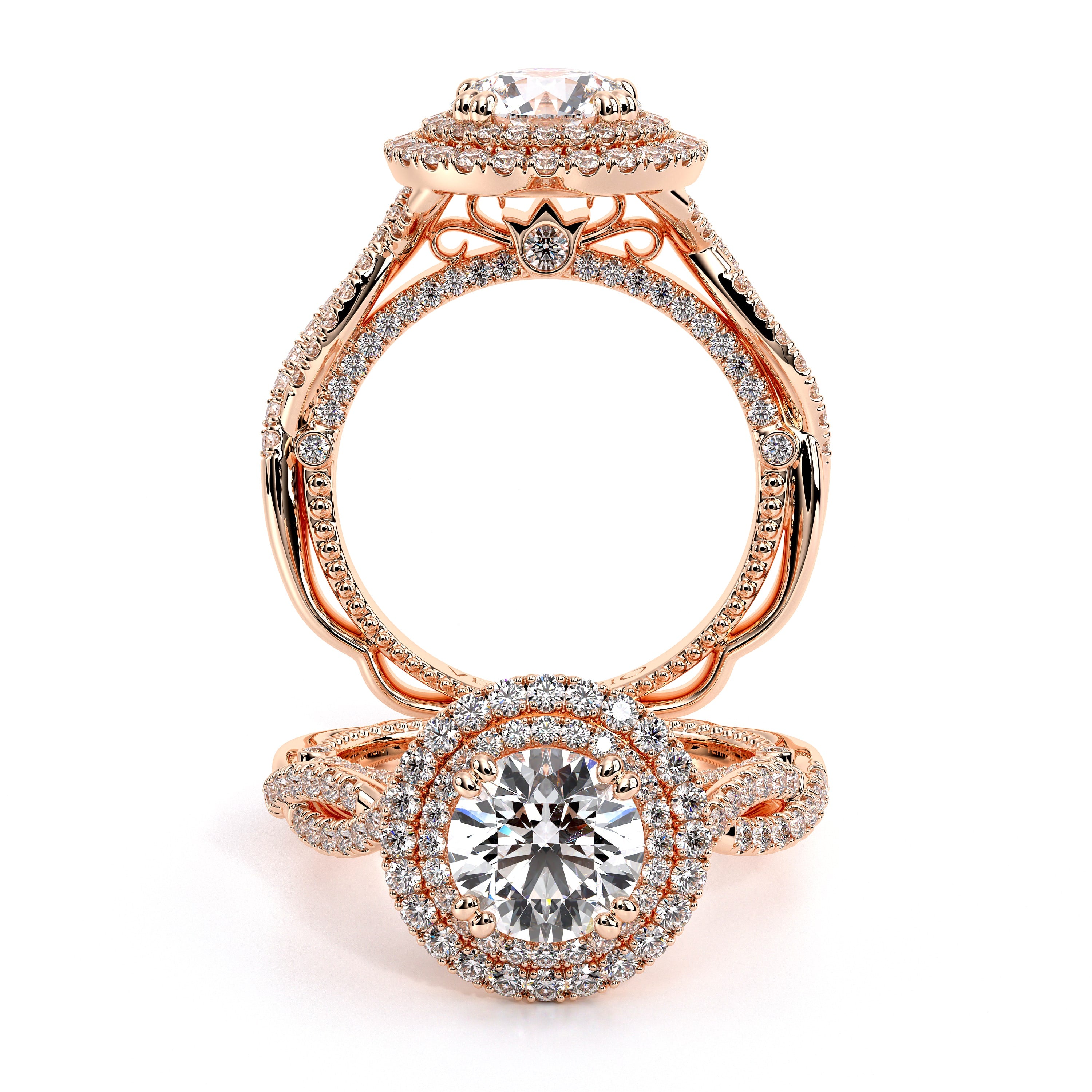 Venetian Double Round Halo Engagement Ring Setting