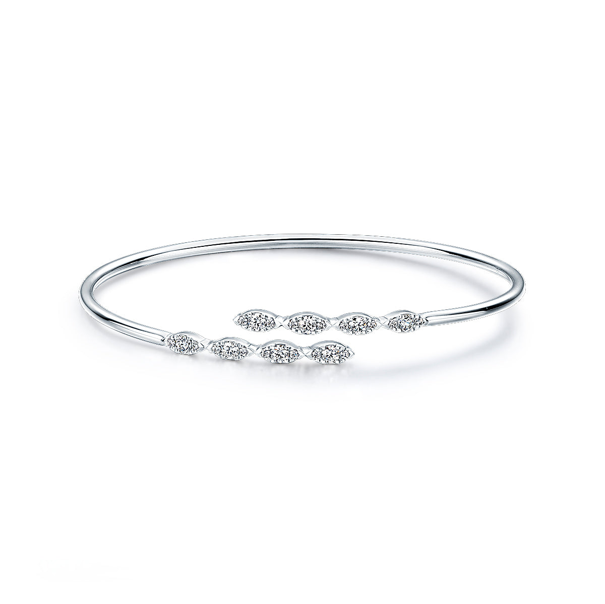 Aerial Marquise Flexible White Gold Bangle