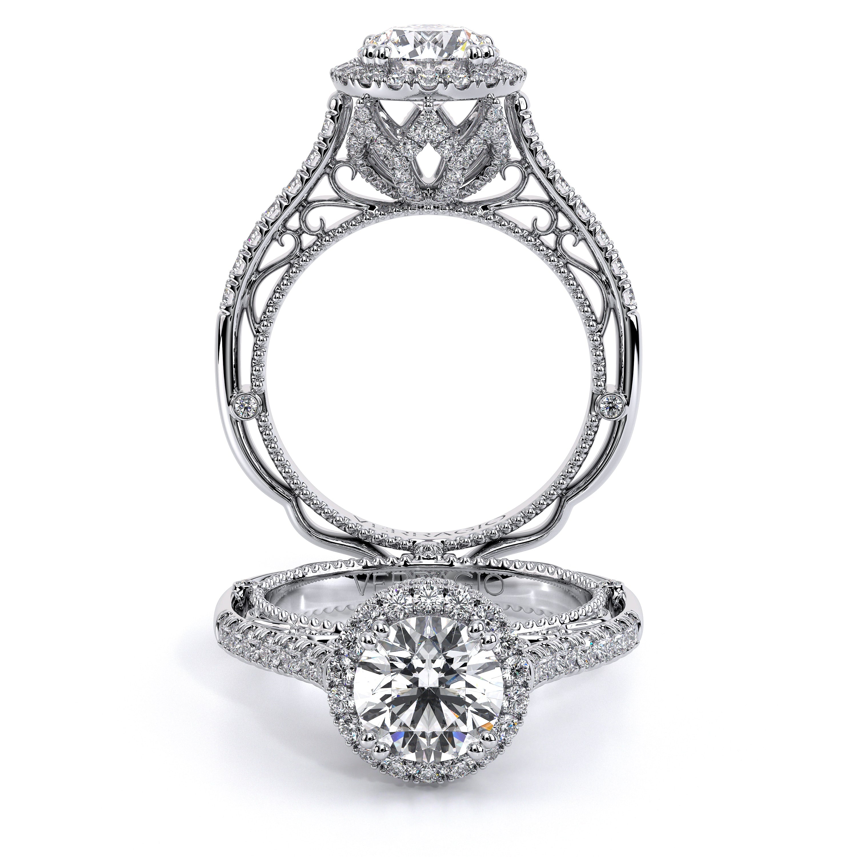 Venetian Round Engagement Ring Setting