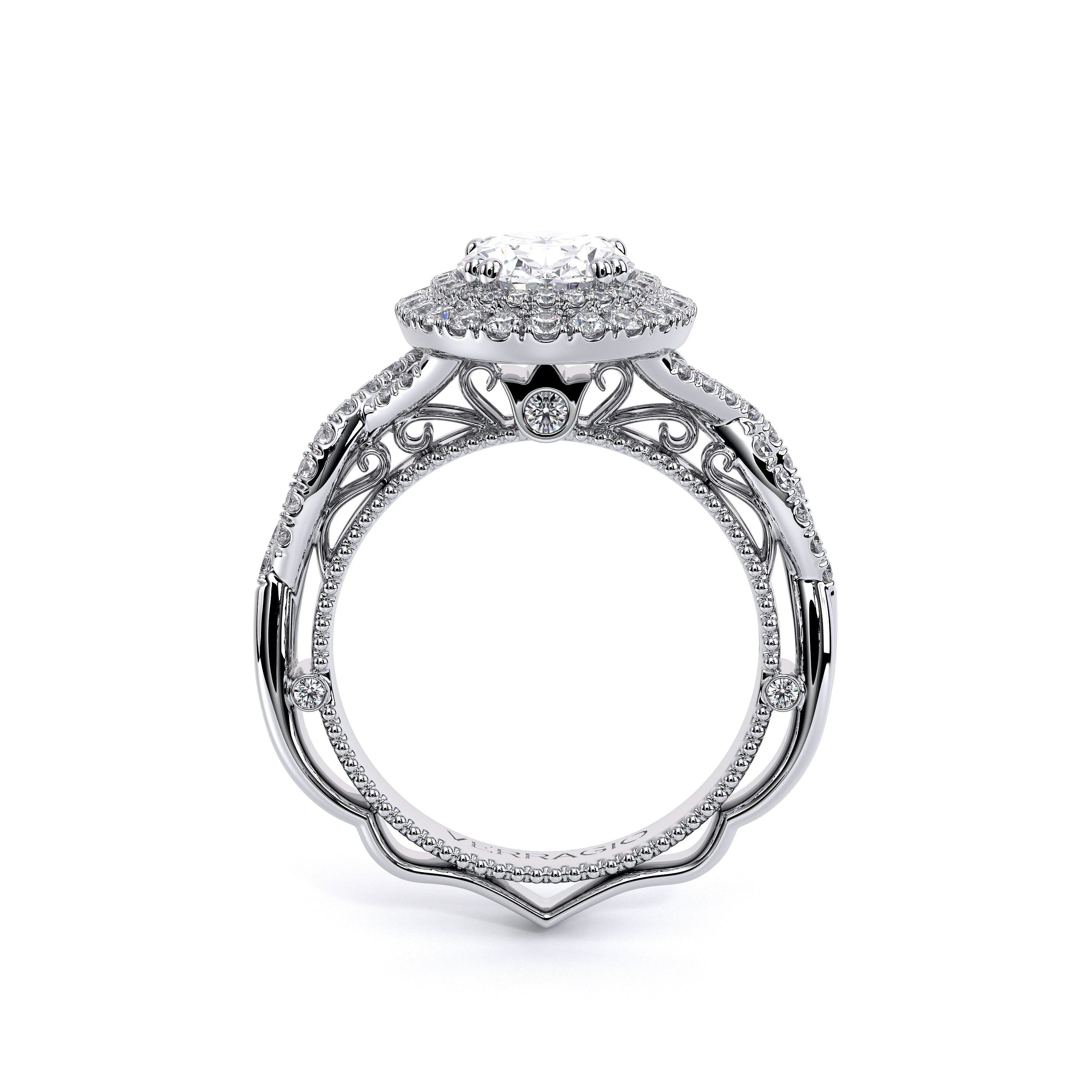 Venetian Oval Double Halo Engagement Ring Setting