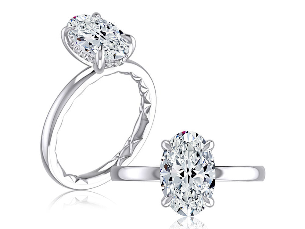 Oval Hidden Halo Engagement Ring Setting