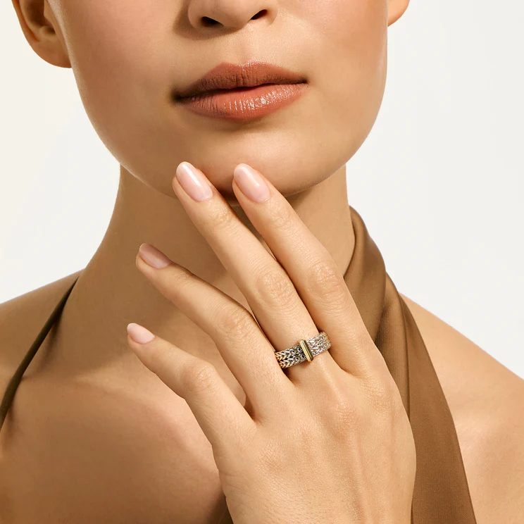 Icon Link Bar Ring with Gold Accent