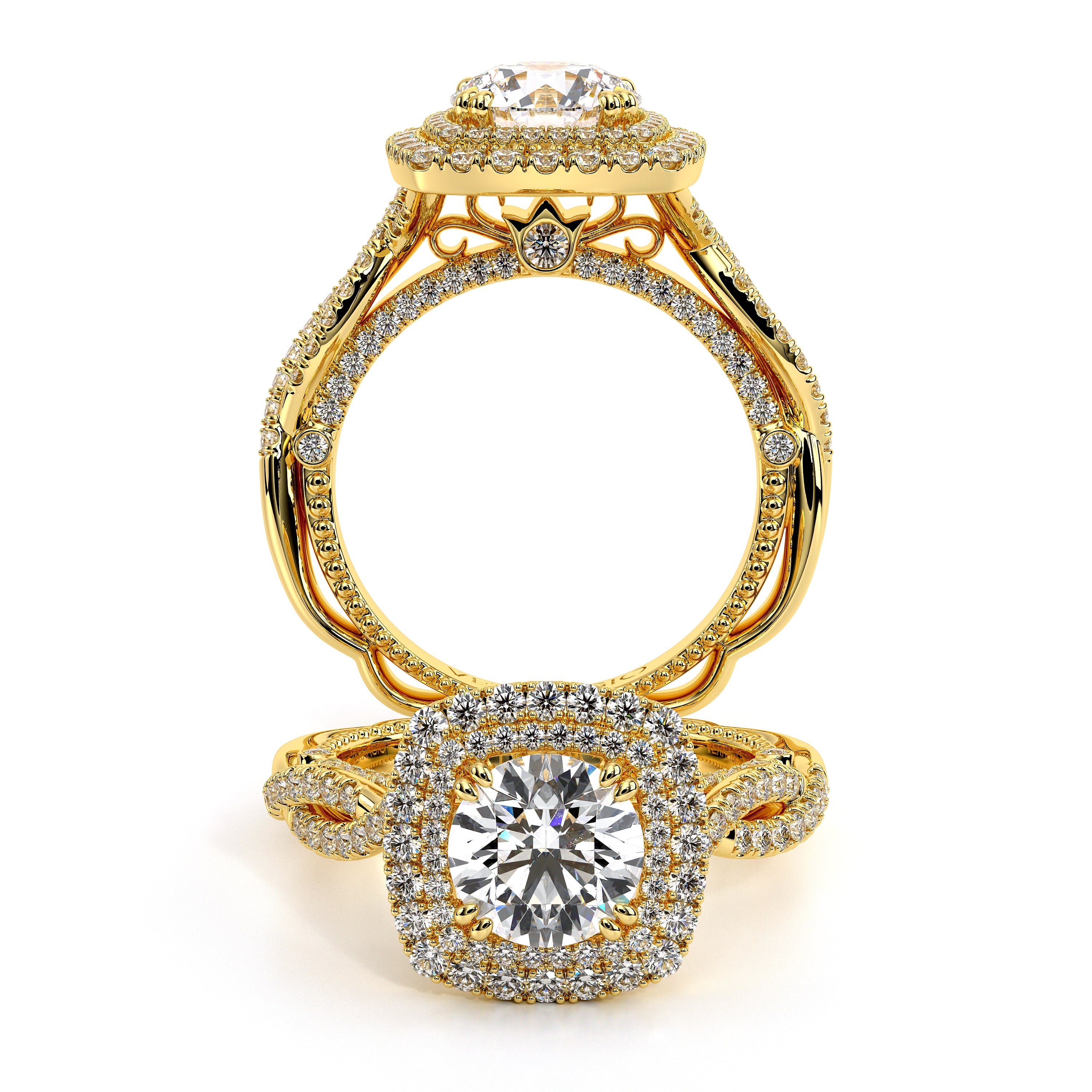 Venetian Double Cushion Halo Engagement Ring Setting