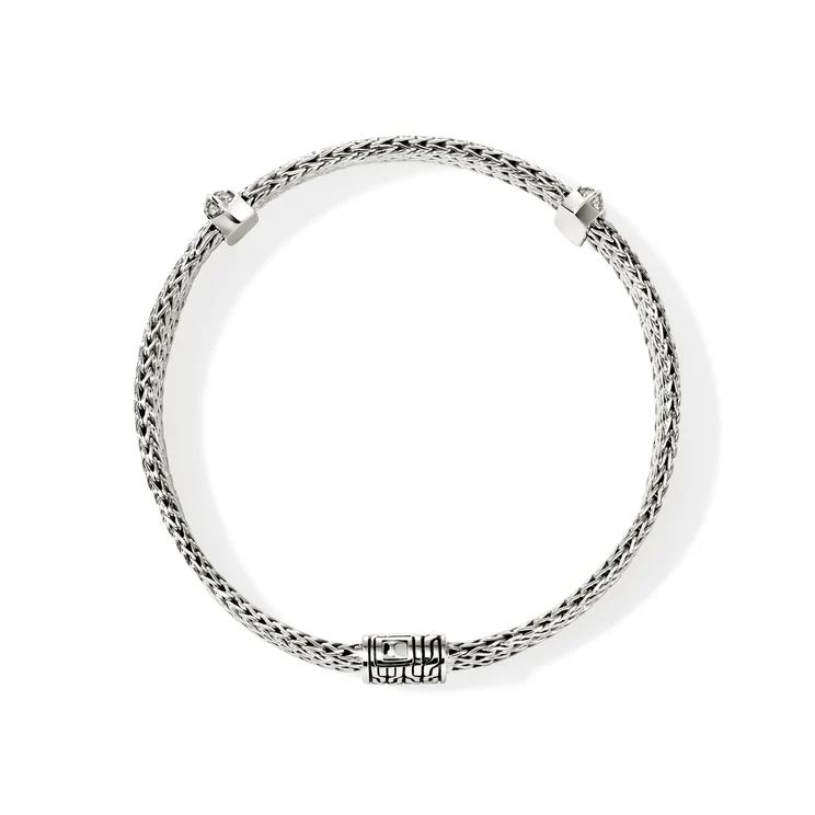 Sterling Silver Diamond Icon Link Bracelet