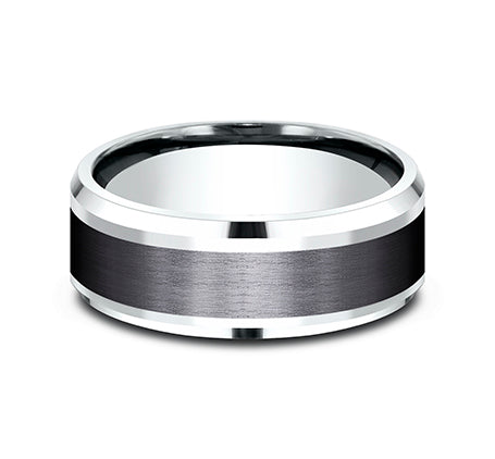 White Gold & Black Titanium Wedding Band