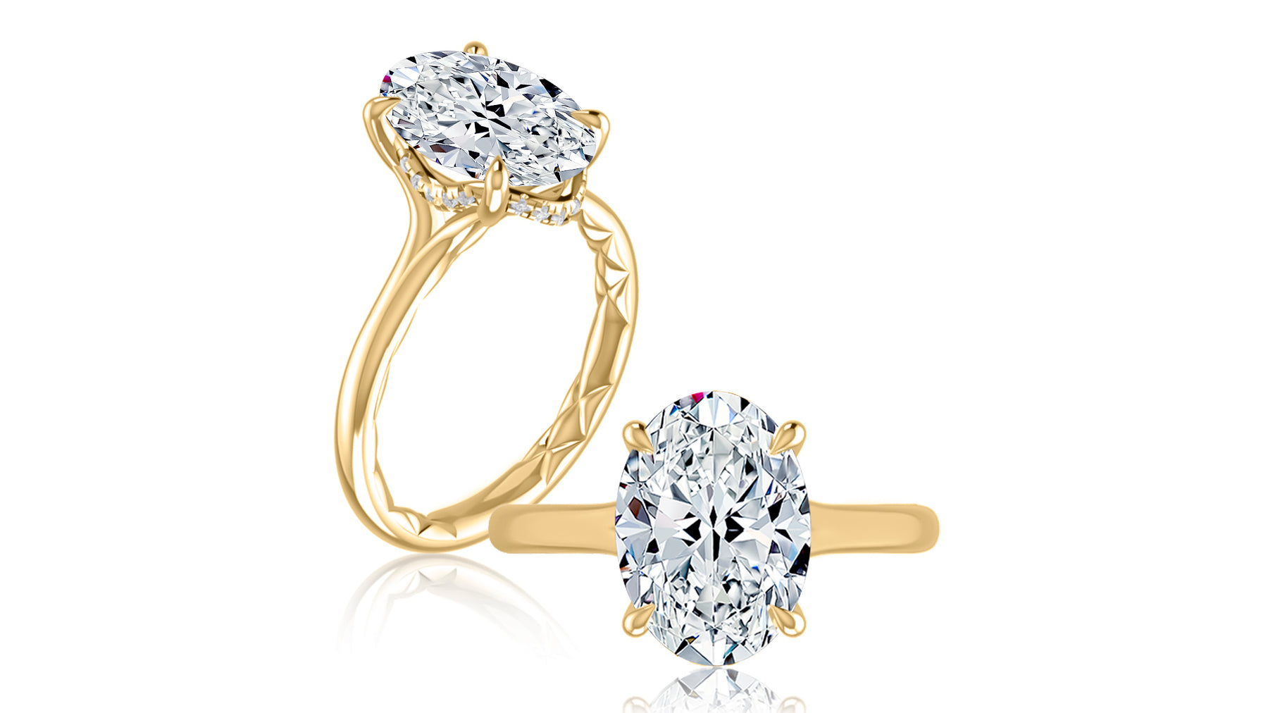 Oval Engagement Ring Setting with Hidden Halo