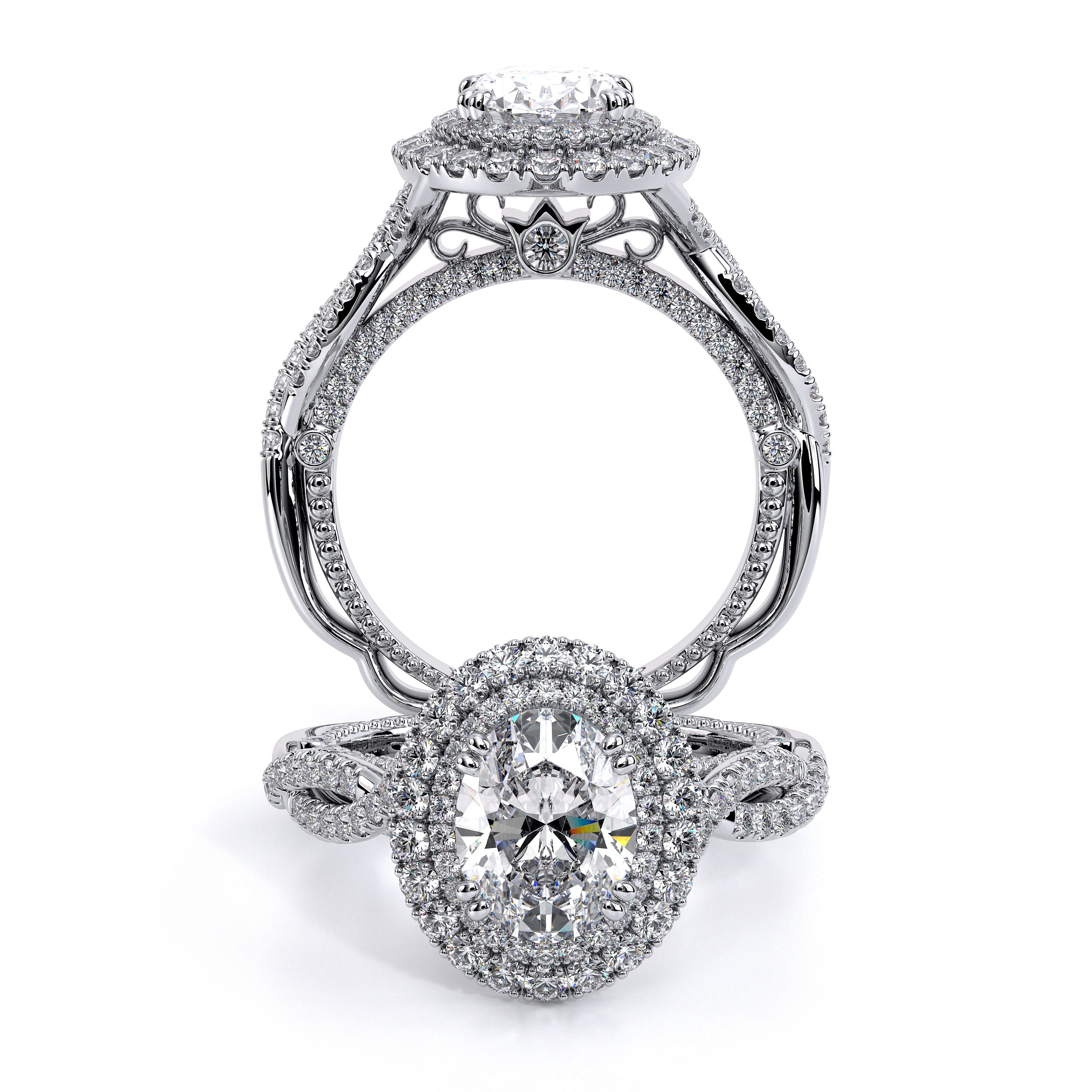 Venetian Double Oval Halo Engagement Ring Setting