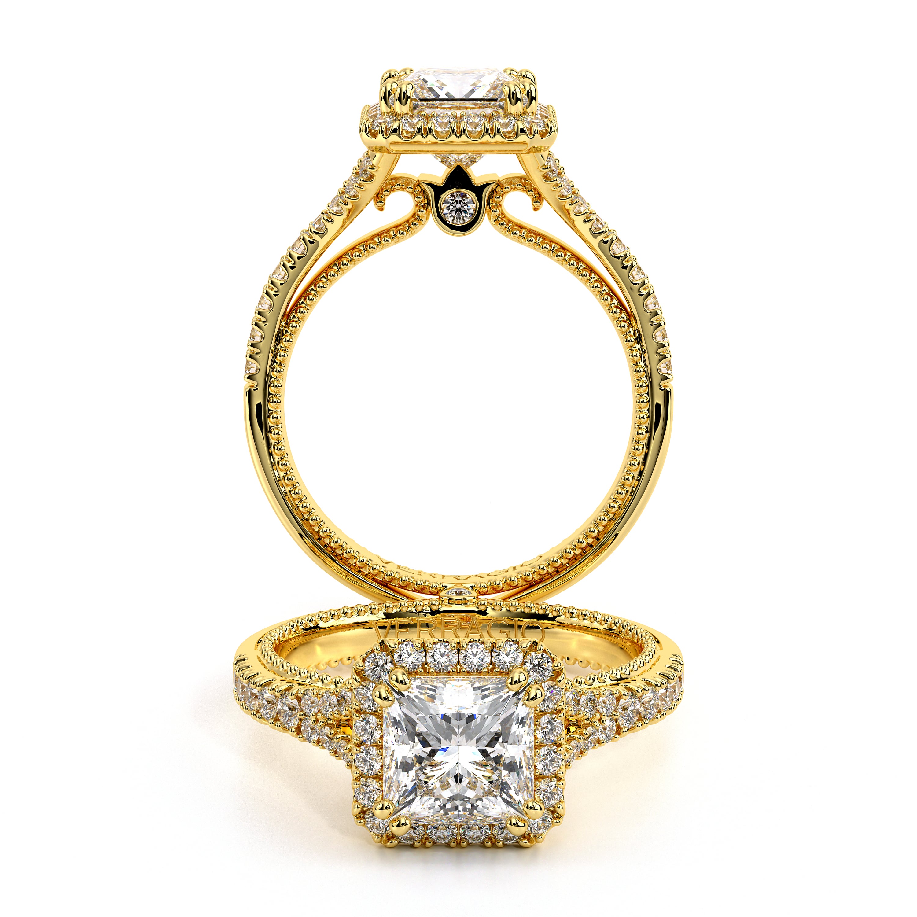 Couture Split Shank Princess Engagement Ring Setting