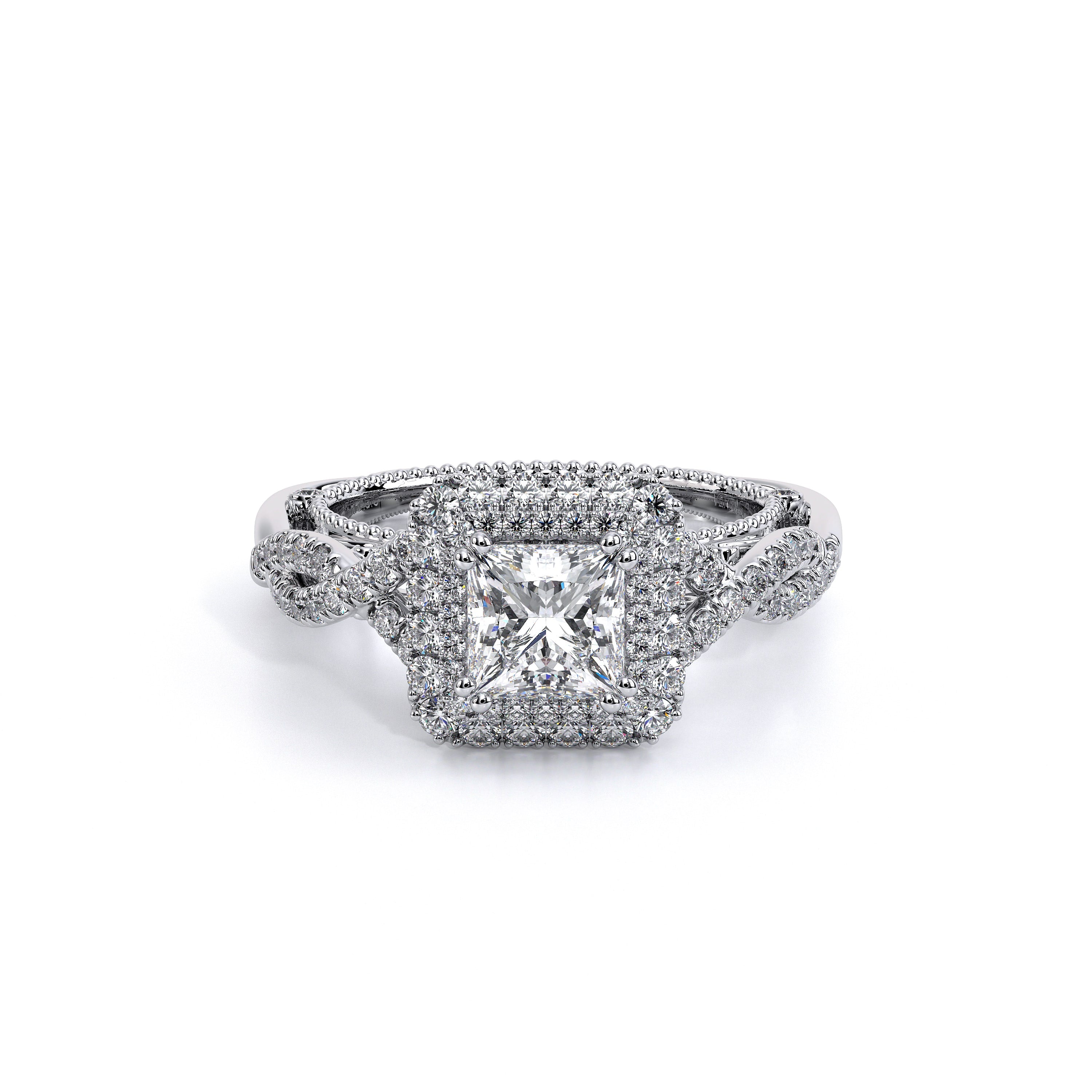 Venetian Princess Cut Double Halo Engagement Ring Setting