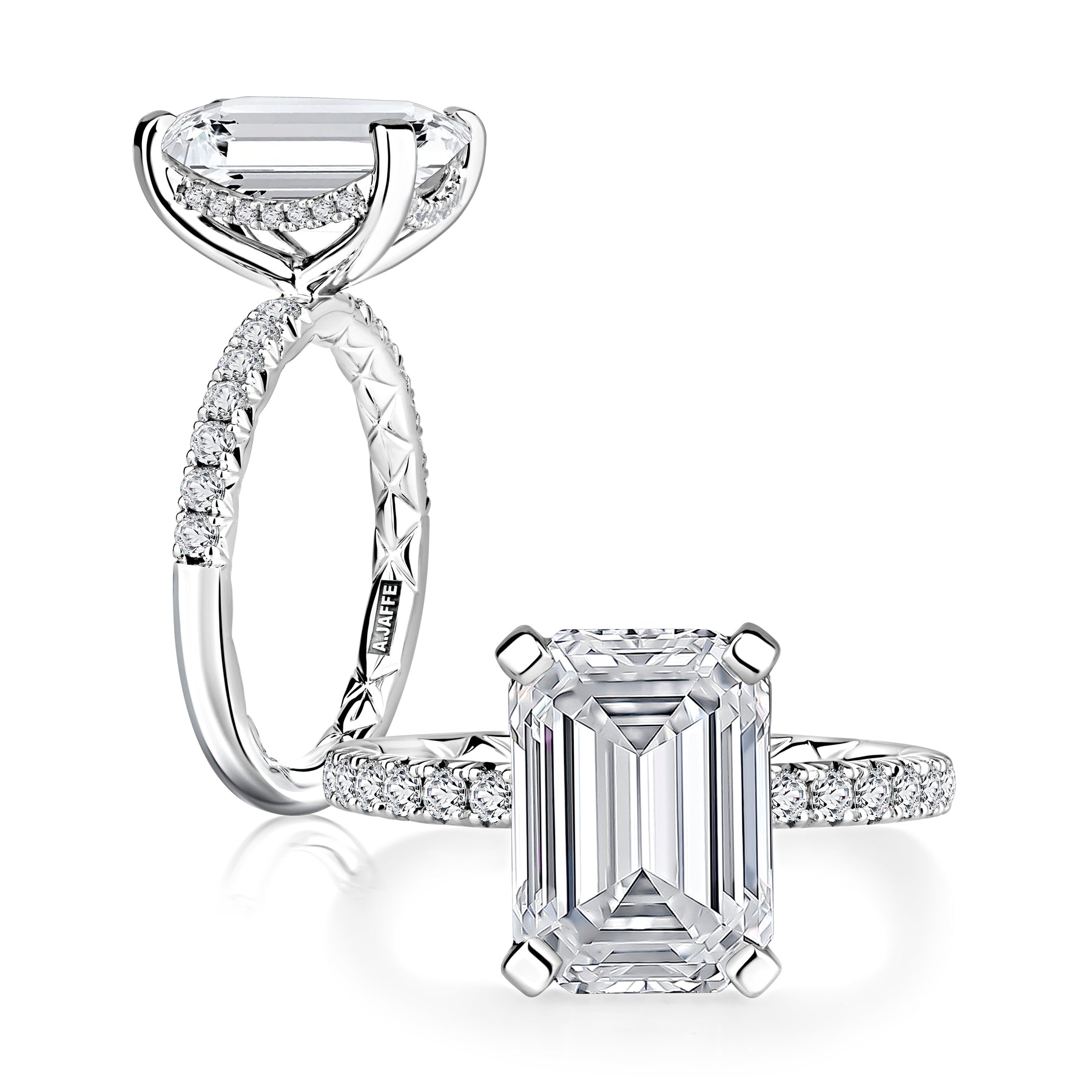 Emerald Engagement Ring Setting with Diamond Band